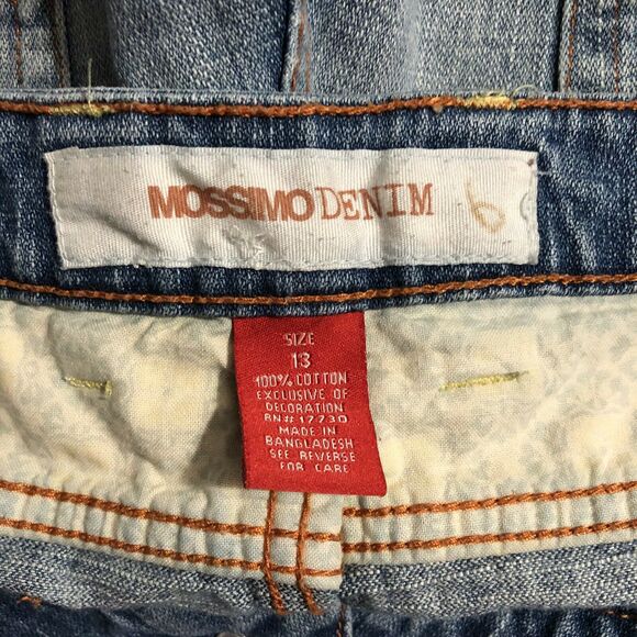 Mossimo Womens Juniors Sz 13 Mid Rise Distressed Raw Hem Denim Blue Jean Shorts - Picture 4 of 4